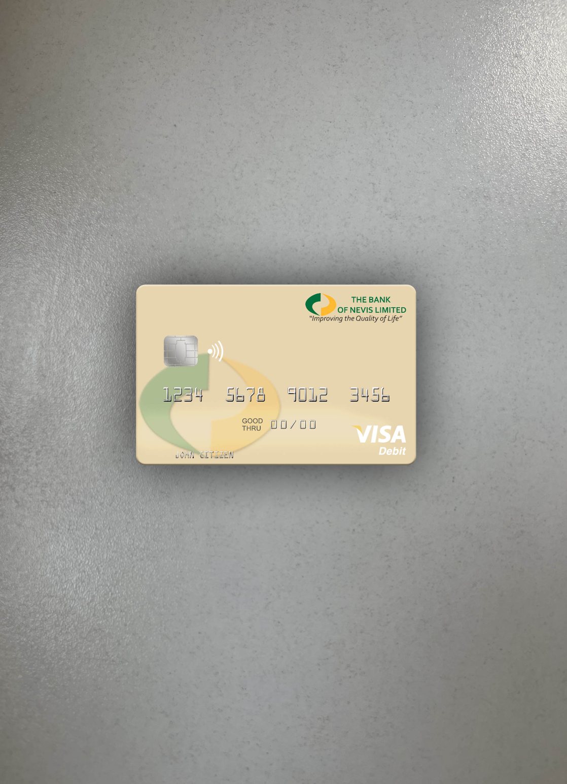 Download Saint Kitts and Nevis Bank of Nevis visa debit card photolook front Photoshop template
